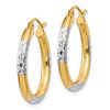 Gold & Rhodium Polish Diamond-cut Tube Hoop Earrings