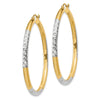 Gold & Rhodium Polish Diamond-cut Tube Hoop Earrings