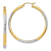 Gold & Rhodium Polish Diamond-cut Tube Hoop Earrings