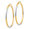 Gold & Rhodium Polish Diamond-cut Tube Hoop Earrings