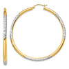 Gold & Rhodium Polish Diamond-cut Tube Hoop Earrings
