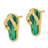 14k Polished with Lab Created Blue Opal Flip-Flop Post Earrings