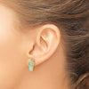 14k Polished with Lab Created White Opal Flip-Flop Post Earrings