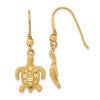 14k Polished and Textured Diamond-cut Turtle French Hook Earrings