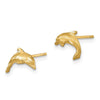 14k Satin Diamond-cut Dolphin Post Earrings