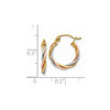 2.5mm Gold Tri-color Twisted Tube Hoop Earrings