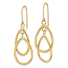 14k Polished Double Teardrop Dangle Wire Earrings