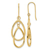 14k Polished Double Teardrop Dangle Wire Earrings