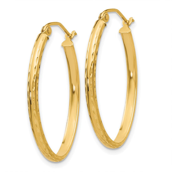 2.5mm Gold Diamond-cut Tube Hoop Earrings
