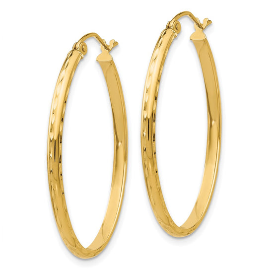 2.5mm Gold Diamond-cut Tube Hoop Earrings
