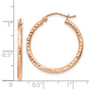 14k Rose Gold 2x25mm Diamond-cut Polished Tube Hoop Earrings