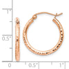 14k Rose Gold 2x20mm Diamond-cut Polished Tube Hoop Earrings
