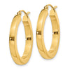 14k 3x25mm Polished Square Tube Hoop Earrings