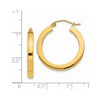 14k 3x25mm Polished Square Tube Hoop Earrings