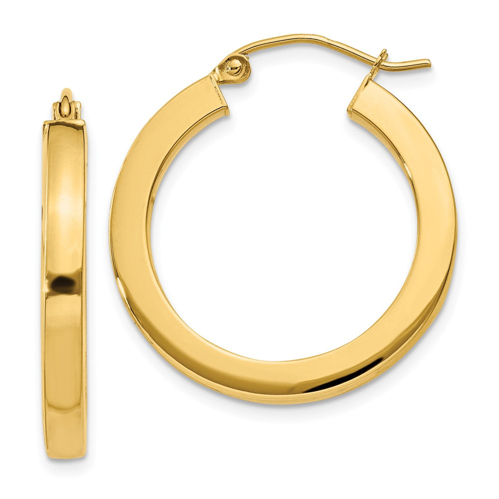Gold Square Tube Hoop Earrings