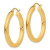 14k 3x30mm Polished Square Tube Hoop Earrings