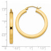 14k 3x30mm Polished Square Tube Hoop Earrings