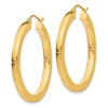 14k 3x35mm Polished Square Tube Hoop Earrings