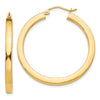 14k 3x35mm Polished Square Tube Hoop Earrings