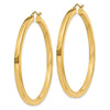 14k 3x50mm Polished Square Tube Hoop Earrings