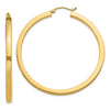 14k 3x50mm Polished Square Tube Hoop Earrings