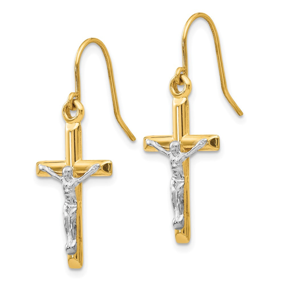 Gold Crucifix Dangle Earrings