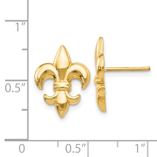 14k Polished Fleur-De-Lis Post Earrings