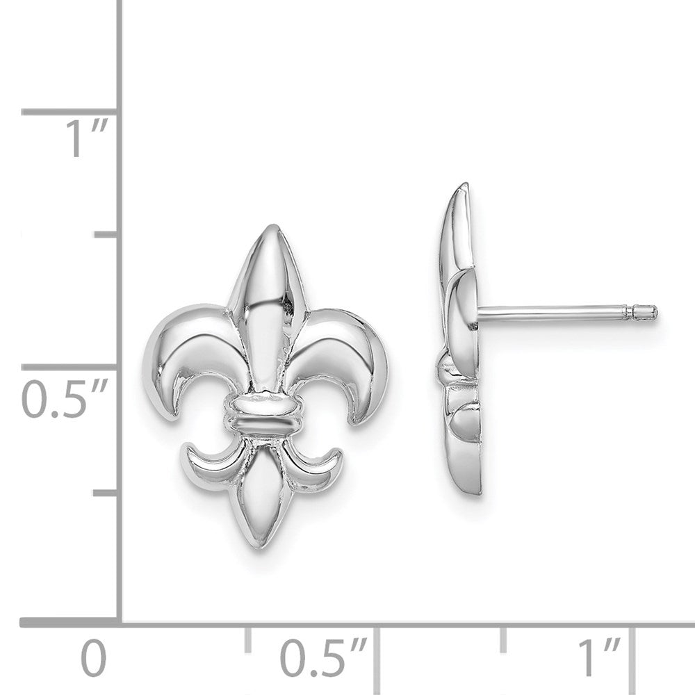 14K White Gold Polished Fleur-De-Lis Post Earrings
