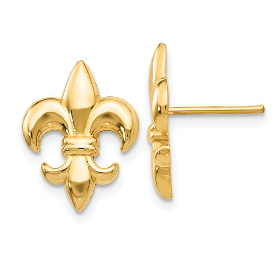 14k Polished Fleur-De-Lis Post Earrings