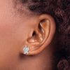 14K White Gold Polished and Textured Sea Turtle Post Earrings