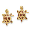14K with Brown Enamel Sea Turtle Post Earrings