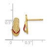 14k 3-D with Fuchsia Enamel Single Flip-Flop Post Earrings
