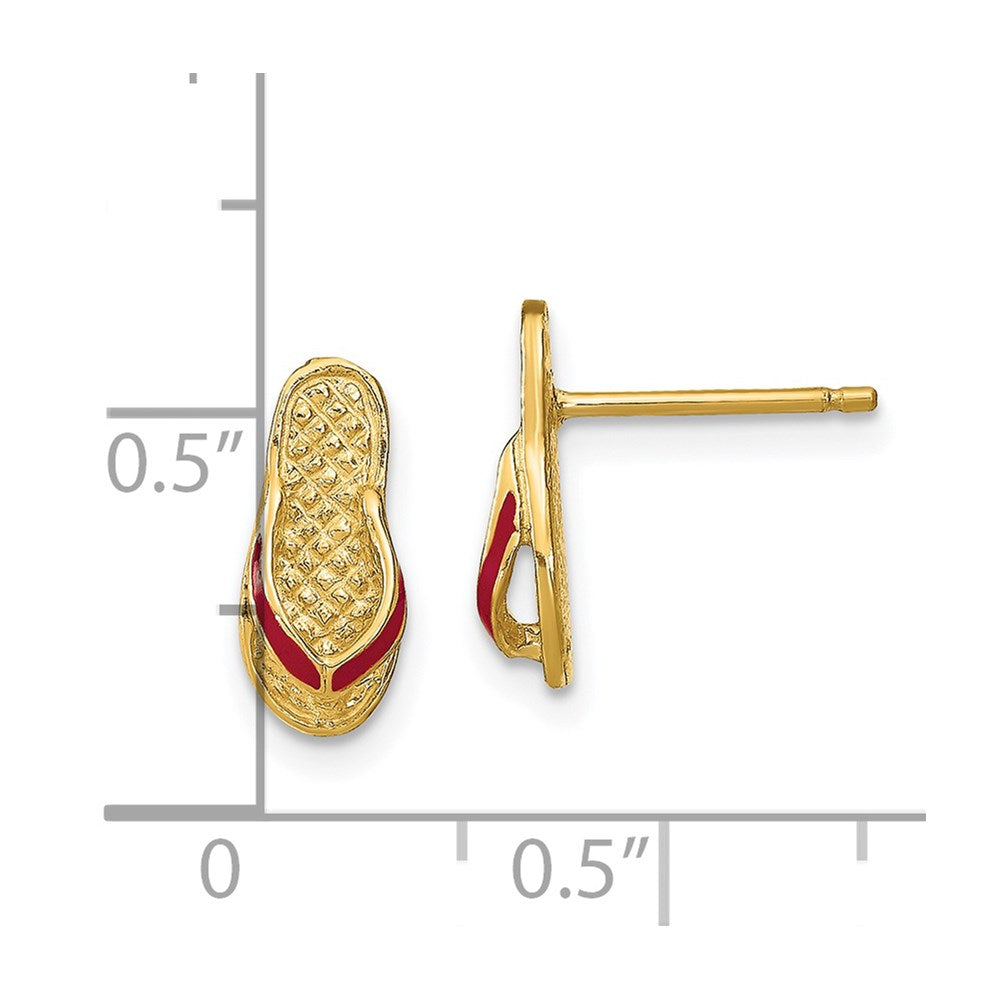 14k 3-D with Fuchsia Enamel Single Flip-Flop Post Earrings
