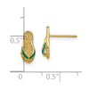 14k  3-D with Green Enamel Flip-Flop Post Earrings