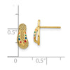 14k  3-D with Multi-Color Enamel Flip-Flop Post Earrings