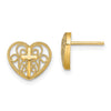 14K Cross in Center Filigree Heart Post Earrings