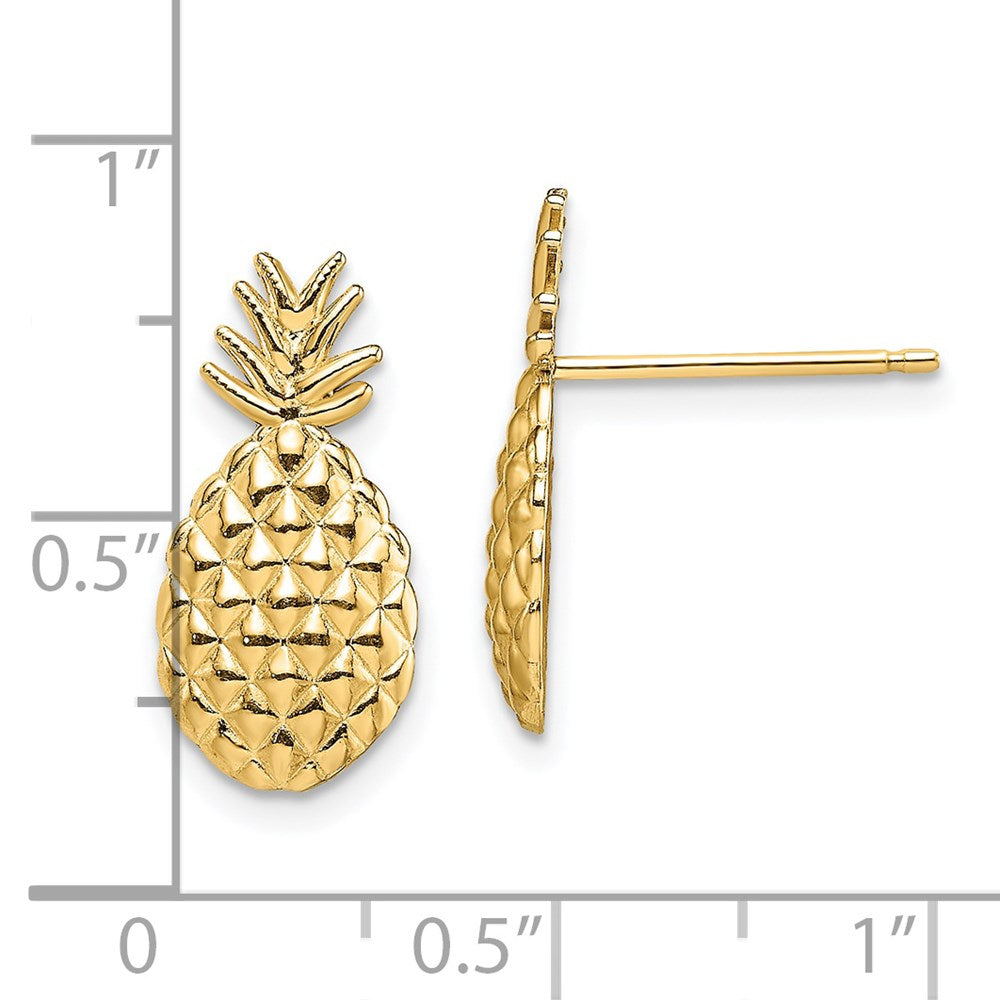 14K Polished and Textured Pineapple Post Earrings