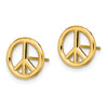 14K Polished 10mm Peace Symbol Post Earrings
