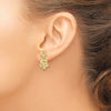 14K Textured Double Plumeria Flower Post Dangle Earrings