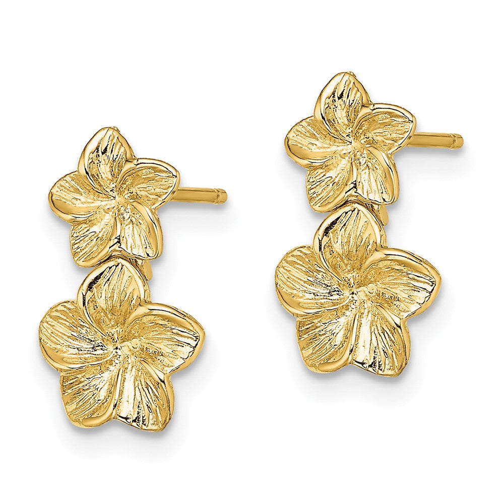Gold Flower Dangel Post Earrings