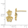 14K Textured Double Plumeria Flower Post Dangle Earrings
