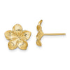 14K Textured Plumeria Flower Post Earrings