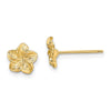14K Textured Plumeria Flower Post Earrings