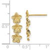 14K Triple Plumeria Flower Post Dangle Earrings
