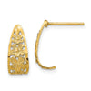 14K Diamond-cut Flower J-Hoop Post Earrings