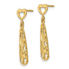 14K Diamond-cut Leaves in Teardrop Dangle Heart Post Earrings