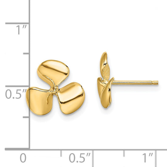 Gold Propeller Post Earrings