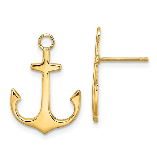14K Polished 2-D Anchor Post Earrings