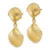 14K Polished Scallop Shell Dangle Earrings