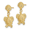 14K Shell and Turtle Post Dangle Earrings